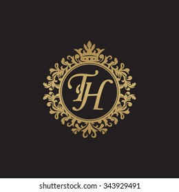 TH initial luxury ornament monogram logo