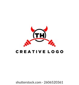 TH initial monogram for fitnes or gym logo with devil style design