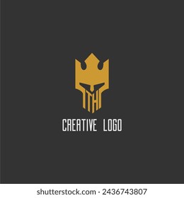 TH initial monogram logo for gaming with creative king spartan image design