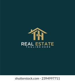 TH initial monogram logo for real estate with home shape creative design