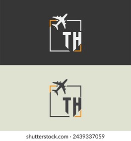 TH initial monogram logo with square style design.