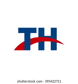 TH initial overlapping swoosh letter logo blue red