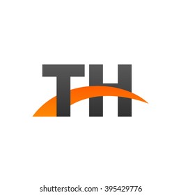 TH initial overlapping swoosh letter logo black orange