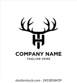 TH Letter Deer Antlers Logo Design Vector Icon Graphic Illustration, design inspiration.