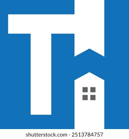 TH-Buchstabe mit Home-Logo-Design