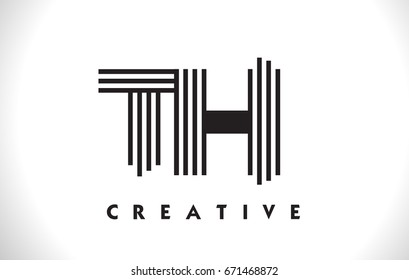 TH Letter Logo With Black Lines Design. Line Letter Symbol Vector Illustration