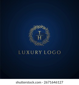 TH Buchstabe monogramm luxus hochzeit mit kreativem kreis blattgold