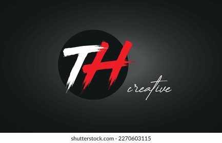 Icono del logotipo de pincel de letras TH, diseño de vectores elegantes