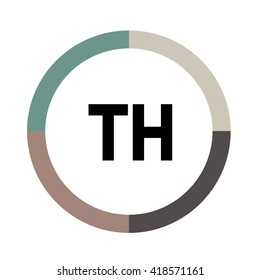 TH letters, four colors in abstract background logo, design identity in circle, alphabet letter