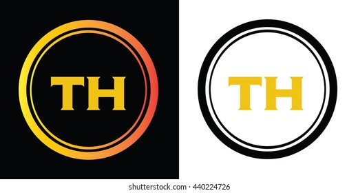 TH letters icon design template elements in abstract background logo, design identity in circle, alphabet letter