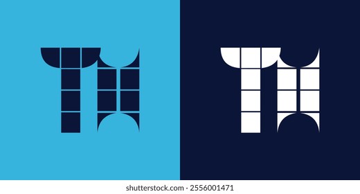 TH logo design with tile shape. Minimalist and modern vector illustration design suitable for business or brand
