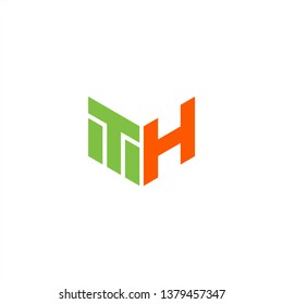 TH Logo Letter Initial With Green and Orange Colors