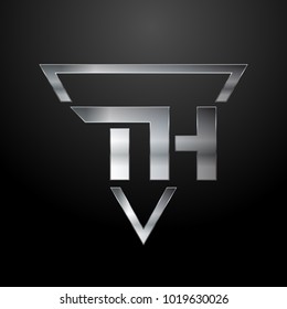 TH Logo, Metal Logo, Silver Logo, Monogram, Polygon