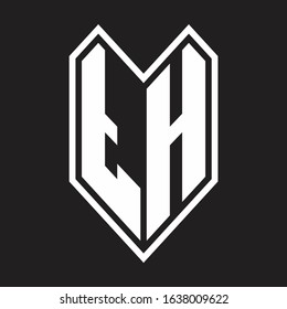TH Logo monogram with emblem line style isolated on black background