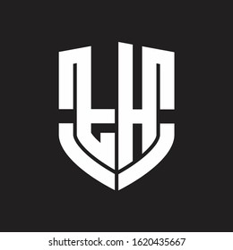 TH Logo monogram with emblem shield shape design isolated on black background