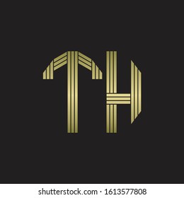 TH Logo monogram outline style linked isolated with gold colors