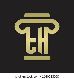 TH Logo monogram with pillar style design template with gold colors