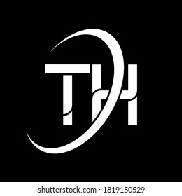 Logo de TH. T Diseño H. Letra blanca TH. Diseño del logotipo de la letra TH/T H. Letra inicial logotipo del monograma superior del círculo vinculado TH.	
