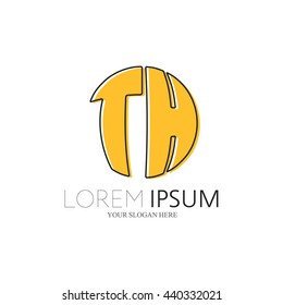 TH Logo. Vector Graphic Sphere Branding Letter Element. White Background