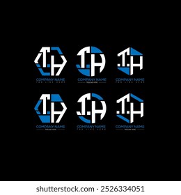 TH minimalista y clásico logo set design.TH monograma poligonal y Vector de forma circular. El diseño único.
