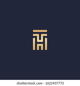 TH monogram logo - gold color