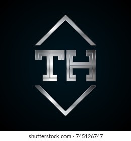 TH Monogram, Metal Logo, Silver Logo