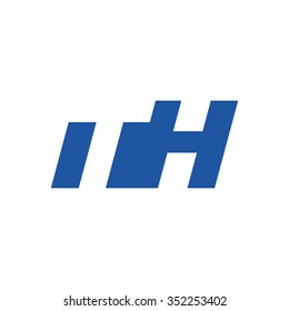 TH negative space letter logo blue