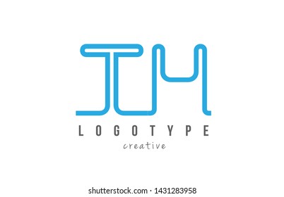 TH T H blue joined line alphabet letter logo combination suitable as icon design for a company or business