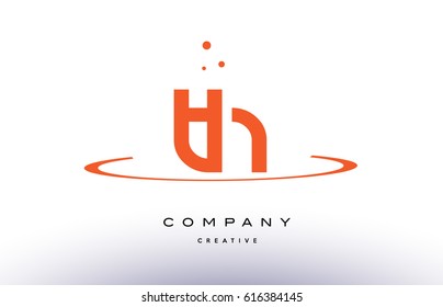 TH T H creative orange swoosh dots alphabet company letter logo design vector icon template