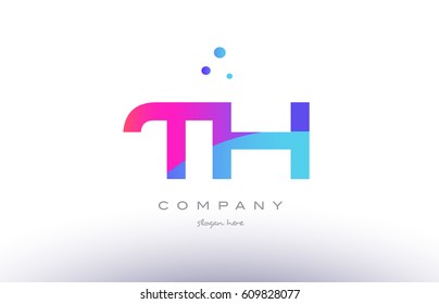 th t h  creative pink purple blue modern dots creative alphabet gradient company letter logo design vector icon template