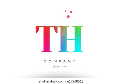 TH T H creative rainbow colors colored artistic alphabet company letter logo design vector icon template