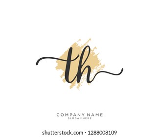 TH T H Initial handwriting logo template