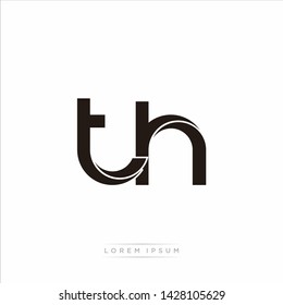 th t h Initial Letter Split Lowercase Modern Monogram linked outline rounded logo