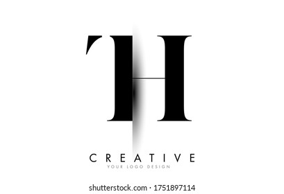 TH T H Letter Logo Design mit Creative Shadow Cut Vektorgrafik Design.