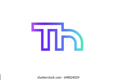 TH T H letter logo combination alphabet vector creative company icon design template modern  pink blue contour line art