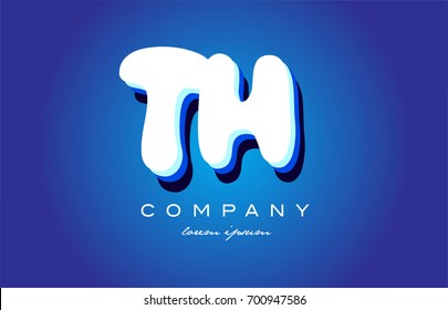 TH T H letter logo combination alphabet vector creative company icon design template modern blue white 3d