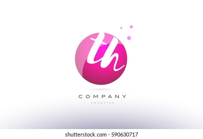 th t h  sphere pink 3d alphabet company letter combination logo hand writting written design vector icon template 