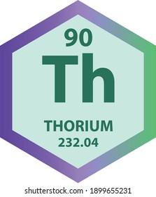 Th Thorium Actinoid Chemical Element Periodic Table. Hexagon vector illustration, colorful Hexagon clean style Icon with molar mass and atomic number for Lab, science or chemistry education.