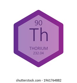 Th Thorium Actinoid Chemical Element Periodic Table. Hexagon gradient vector illustration, simple clean style Icon with molar mass and atomic number for Lab, science or chemistry education.