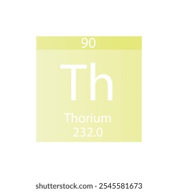 Tabela Periódica Do Elemento Químico Actinóide Do Tório. Simples ilustração de vetor quadrado plano, simples ícone de estilo limpo com massa molar e número atômico para Lab, ciência ou classe de química.