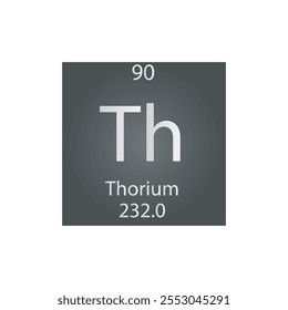 La Tabla Periódica Del Elemento Químico Actinoide De Torio. Ilustración vectorial cuadrada plana simple, icono de estilo limpio simple con masa molar y número atómico para laboratorio, ciencia o clase de química.
