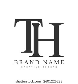 TH trendy logotype template. Initial letter t and h classic font style. Creative logo for company name or identity. Vector illustration.