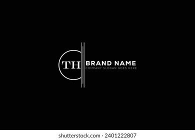 TH White Letter monogram Logo Design with Black Background. T H