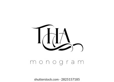 THA Elegant Monogram Logo Design With Decorative Lettering. Elegant Monogram Logo Design with Decorative Elements and Typography