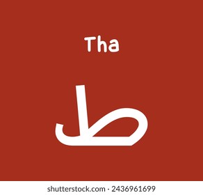 Tha - Flashcards of basic Arabic letters or hijaiyah letters alphabet for children