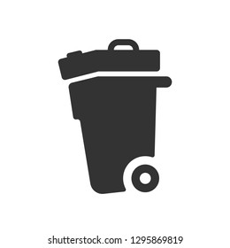 Tha trash icon. Glyth flat design vector illustration. 