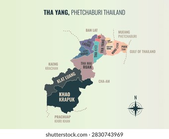 Tha yang Phetchaburi Amp into Tambon in a minimalist colorful style