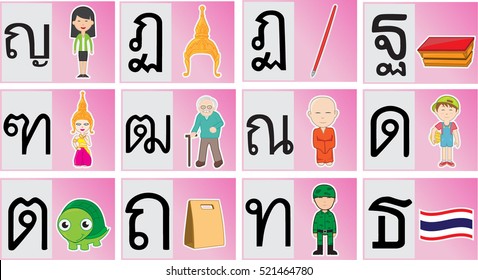 Thai alphabet cartoon Set 2/ Editable Eps10.