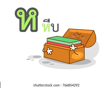 Thai alphabet ho hip with picture of chest