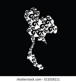 Thai alphabet Number nine arrange to Shape of Thailand map
